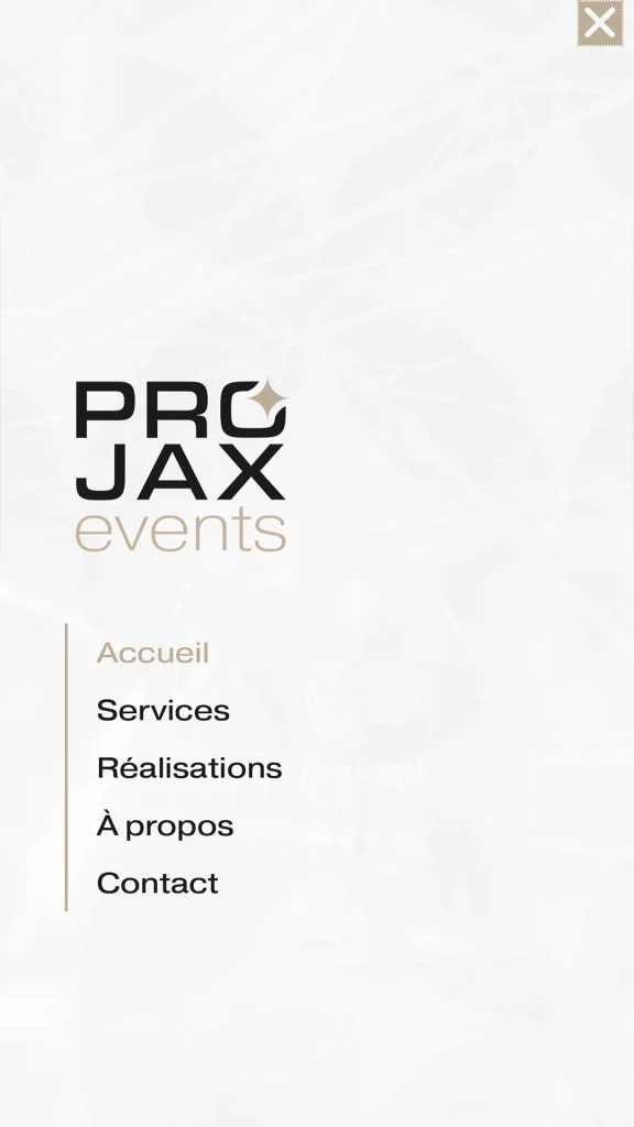 Aperçu de la création du site internet mobile de Projax Events réalisé par Cercledesign à La Bresse dans les Vosges (88)