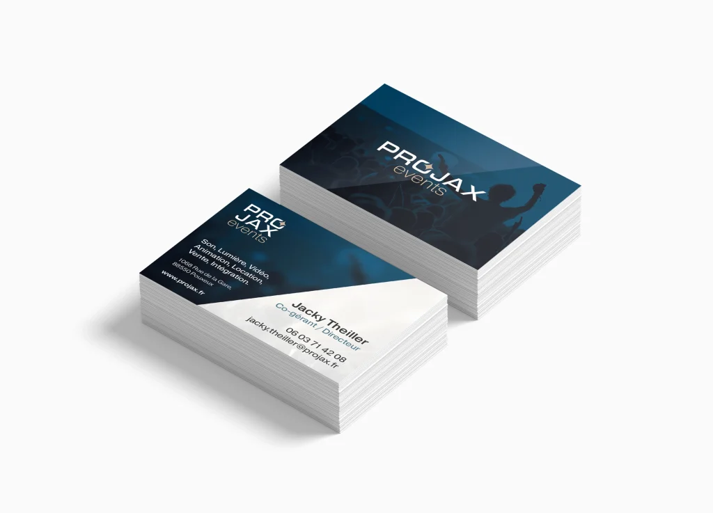 Aperçu de la création de la carte de visite de Projax Events réalisé par Cercledesign à La Bresse dans les Vosges (88)