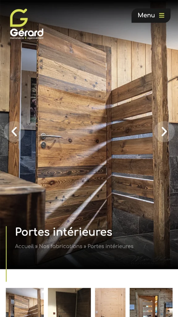 Aperçu de la création du site internet de Menuiserie Gérard à La Bresse réalisé par Cercledesign, agence de communication dans les Vosges (88)