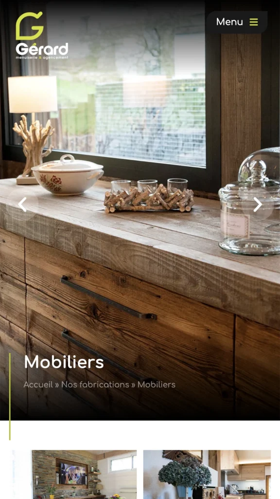 Aperçu de la création du site internet de Menuiserie Gérard à La Bresse réalisé par Cercledesign, agence de communication dans les Vosges (88)