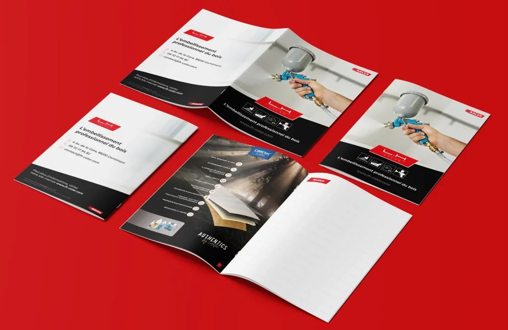 Catalogue LH Color à Cornimont, réalisé par l'agence de communication Cercledesign dans les Vosges