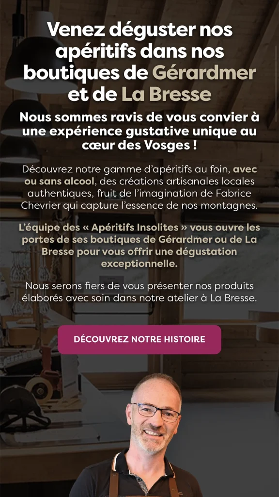 Aperçu de la création du site internet de la boutique Apéritifs Insolites à La Bresse et Gérardmer réalisé par Cercledesign, agence de communication dans les Vosges (88)
