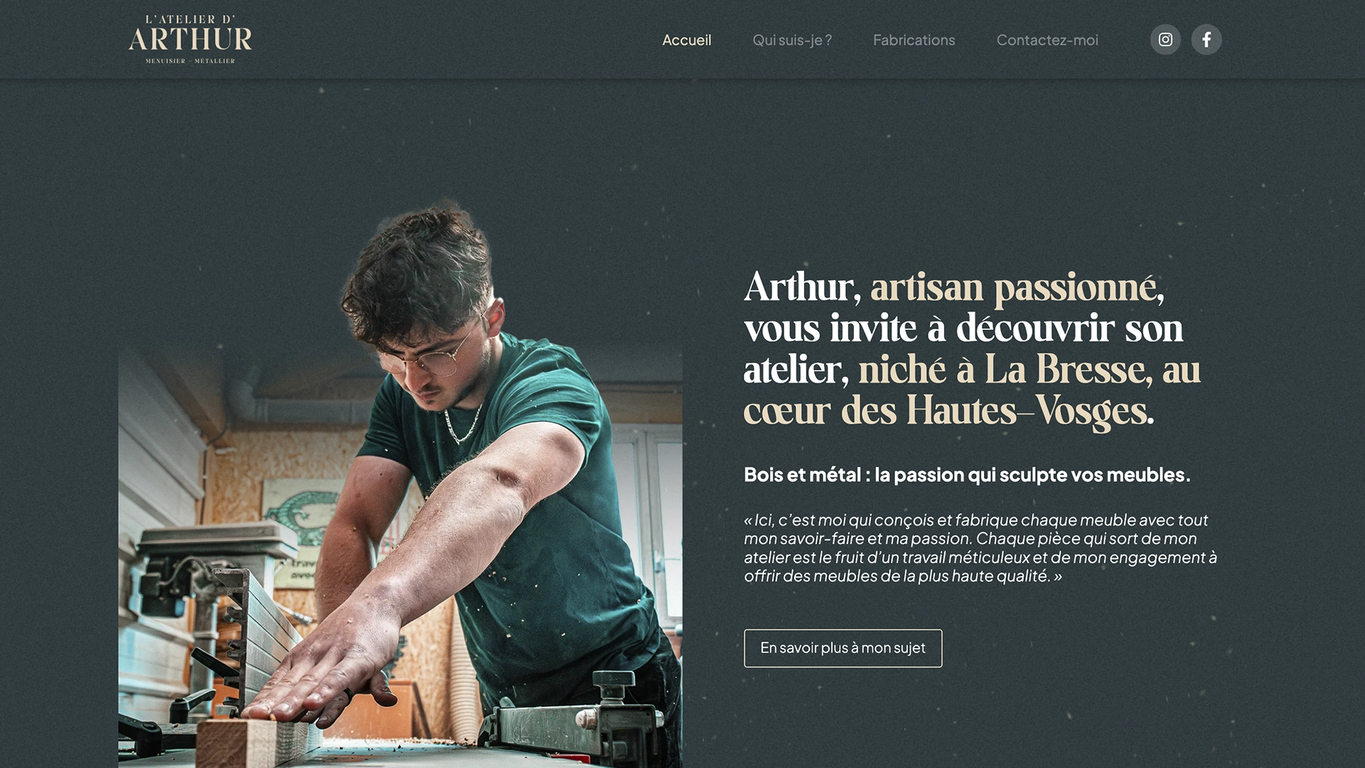 Aperçu de la création du site internet de l'Atelier d'Arthur à La Bresse réalisé par Cercledesign, agence de communication dans les Vosges (88)