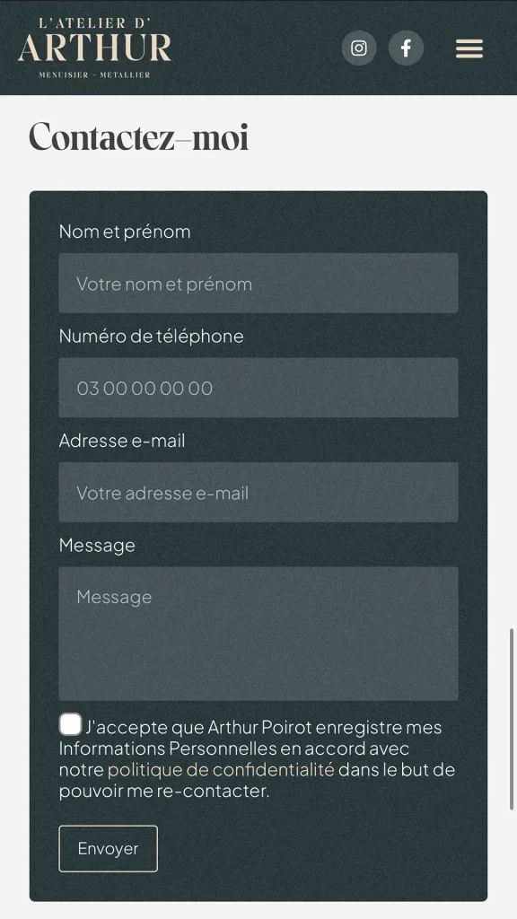 Aperçu de la création du site internet de l'Atelier d'Arthur à La Bresse réalisé par Cercledesign, agence de communication dans les Vosges (88)
