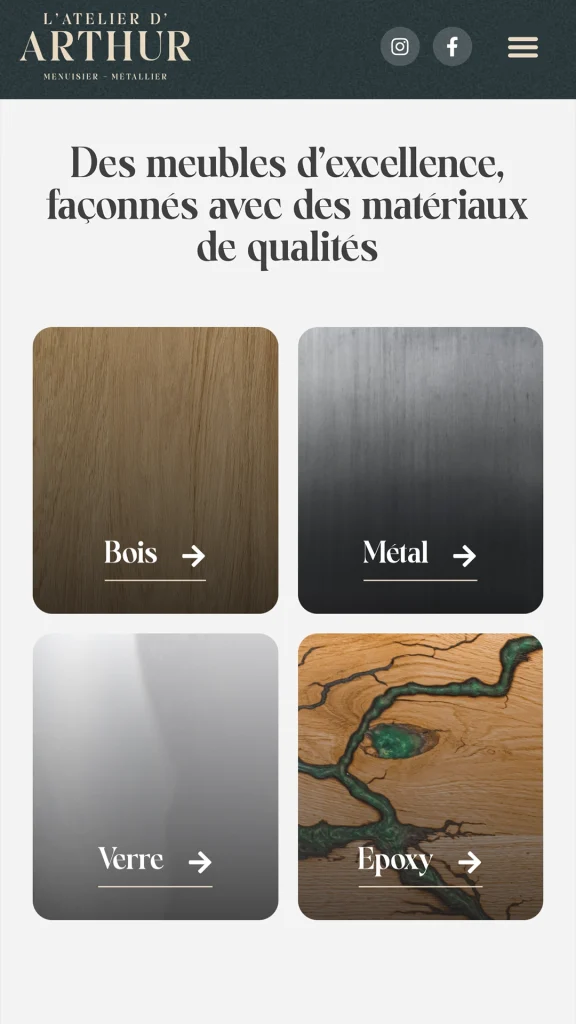 Aperçu de la création du site internet de l'Atelier d'Arthur à La Bresse réalisé par Cercledesign, agence de communication dans les Vosges (88)