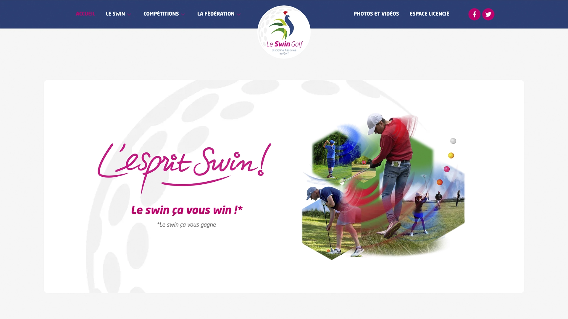 Aperçu de la création du site internet de la fédération française de Swin Golf réalisé par Cercledesign, agence de communication dans les Vosges (88)