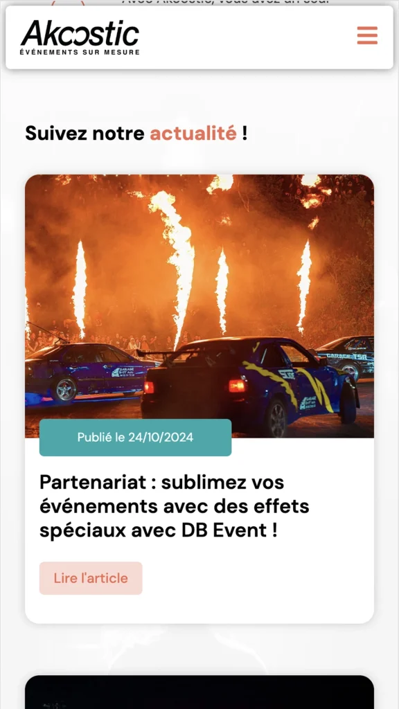 Aperçu de la création du site internet de Akoostic à Grenoble réalisé par Cercledesign, agence de communication dans les Vosges (88)