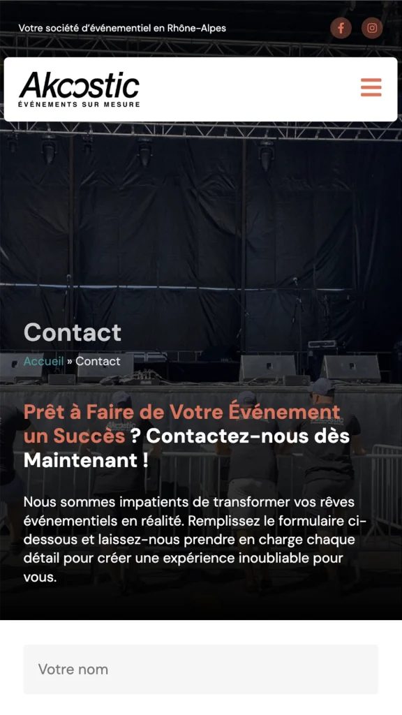 Aperçu de la création du site internet de Akoostic à Grenoble réalisé par Cercledesign, agence de communication dans les Vosges (88)