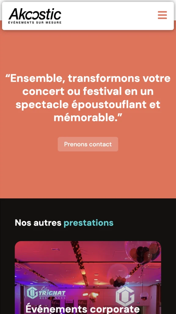 Aperçu de la création du site internet de Akoostic à Grenoble réalisé par Cercledesign, agence de communication dans les Vosges (88)