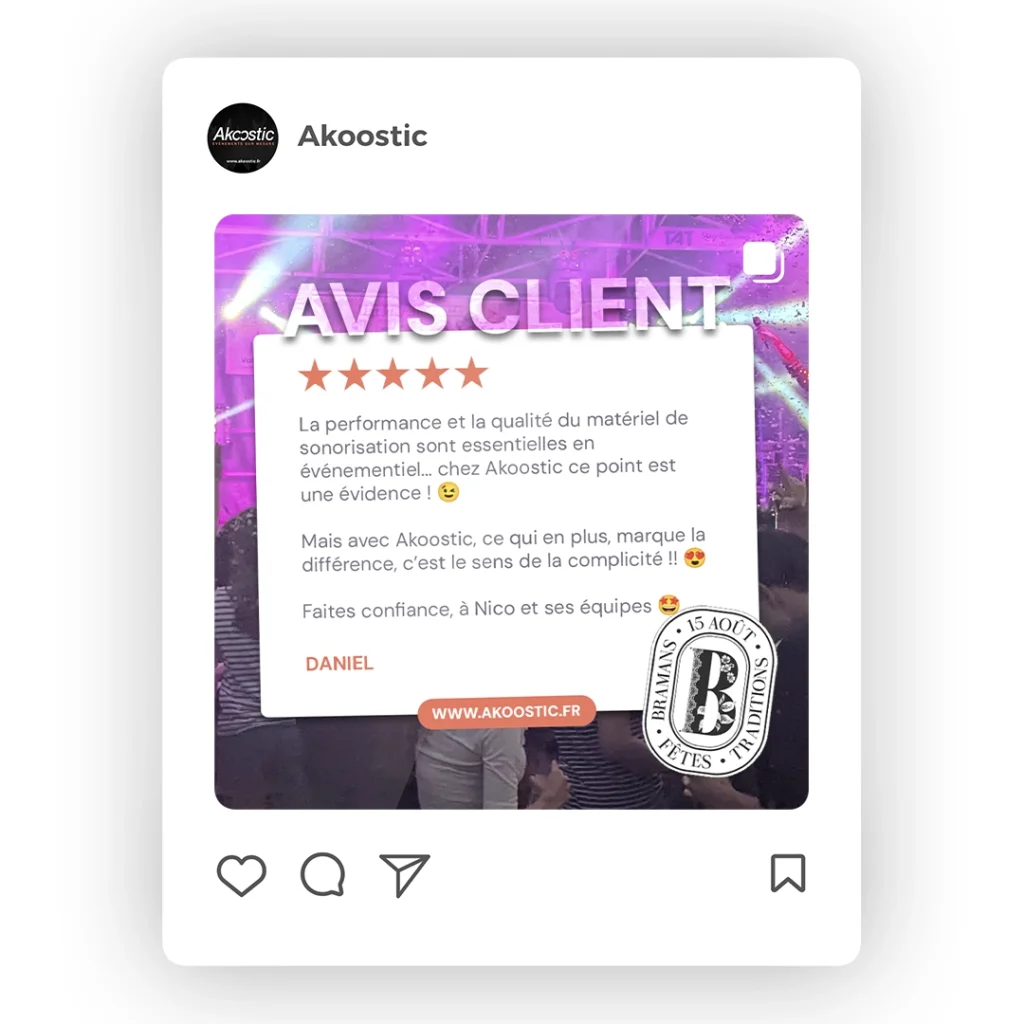 Aperçu de la création d'un post pour Instagram pour l'entreprise Akoostic à Grenoble, conçu par Cercledesign, agence de communication dans les Vosges (88).