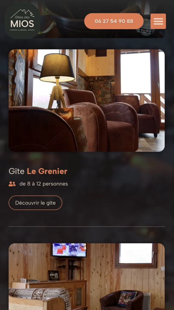 Aperçu de la création du site internet des Gîtes des Mios à La Bresse réalisé par Cercledesign, agence de communication dans les Vosges (88)