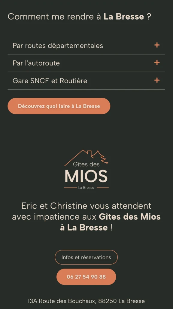 Aperçu de la création du site internet des Gîtes des Mios à La Bresse réalisé par Cercledesign, agence de communication dans les Vosges (88)