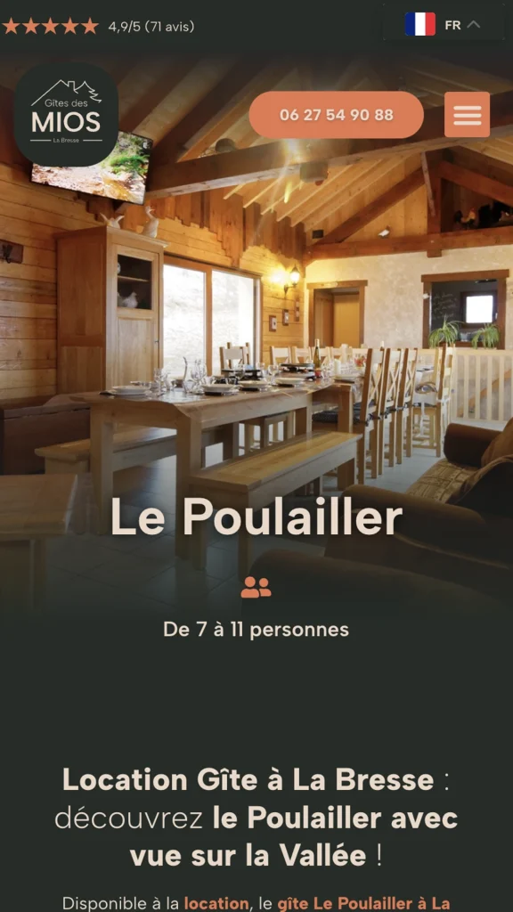 Aperçu de la création du site internet des Gîtes des Mios à La Bresse réalisé par Cercledesign, agence de communication dans les Vosges (88)