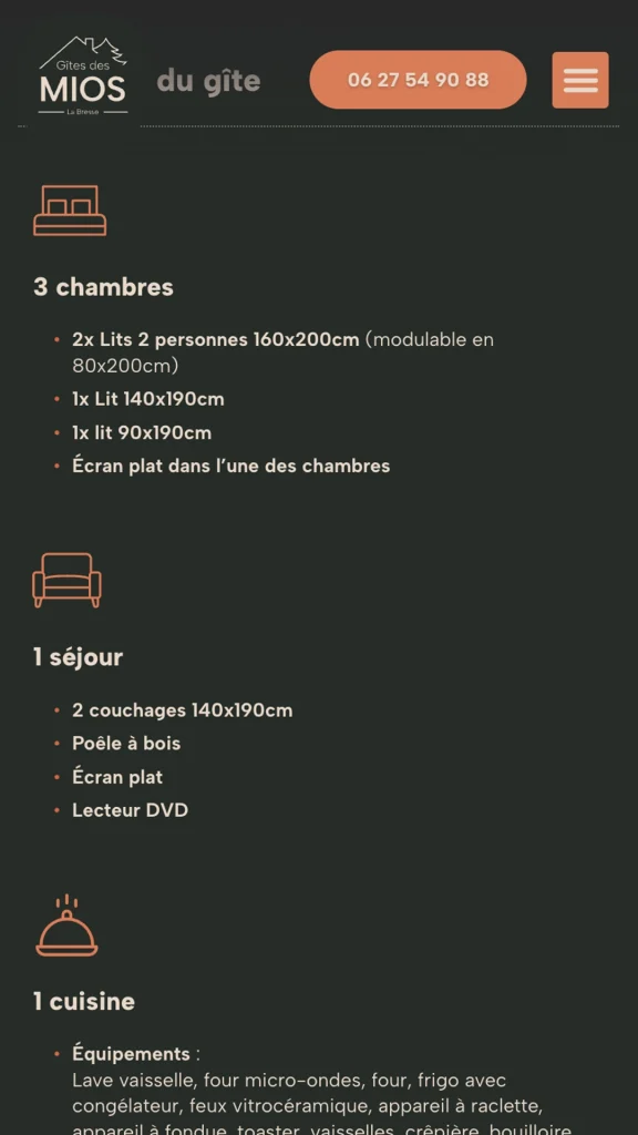 Aperçu de la création du site internet des Gîtes des Mios à La Bresse réalisé par Cercledesign, agence de communication dans les Vosges (88)