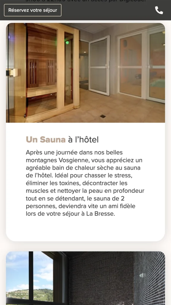 Aperçu de la création du site internet de l'hôtel restaurant Le Chalet des Roches à La Bresse réalisé par Cercledesign, agence de communication dans les Vosges (88)