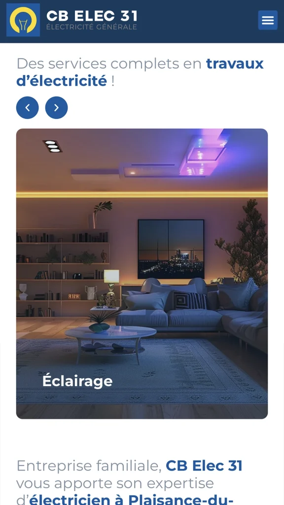 Aperçu de la création du site internet de CB Elec 31 à Toulouse réalisé par Cercledesign à La Bresse dans les Vosges (88)