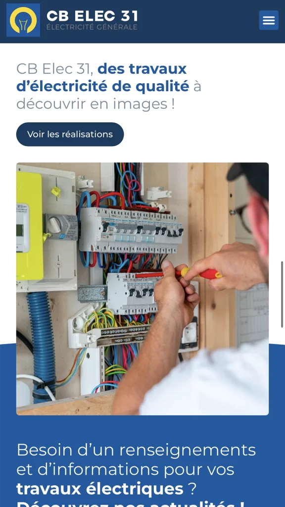 Aperçu de la création du site internet de CB Elec 31 à Toulouse réalisé par Cercledesign à La Bresse dans les Vosges (88)