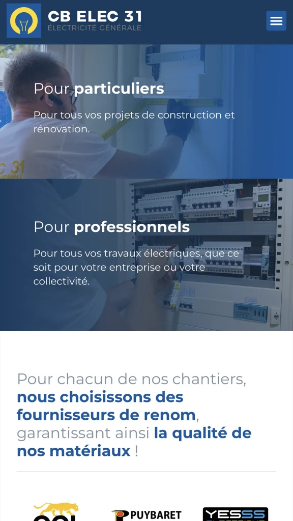 Aperçu de la création du site internet de CB Elec 31 à Toulouse réalisé par Cercledesign à La Bresse dans les Vosges (88)