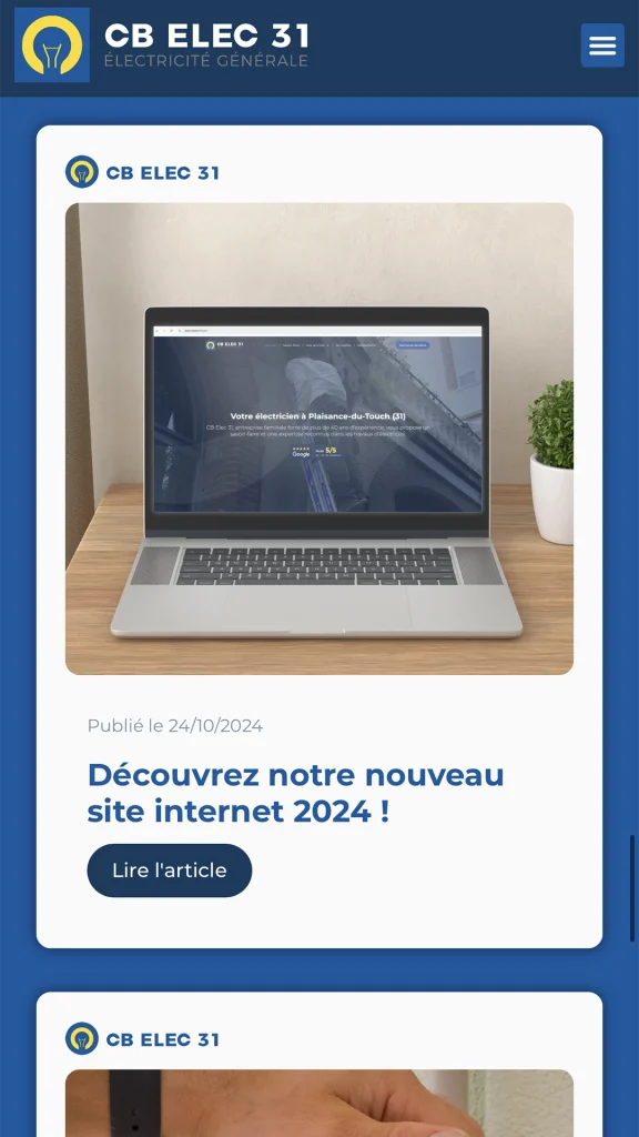 Aperçu de la création du site internet de CB Elec 31 à Toulouse réalisé par Cercledesign à La Bresse dans les Vosges (88)