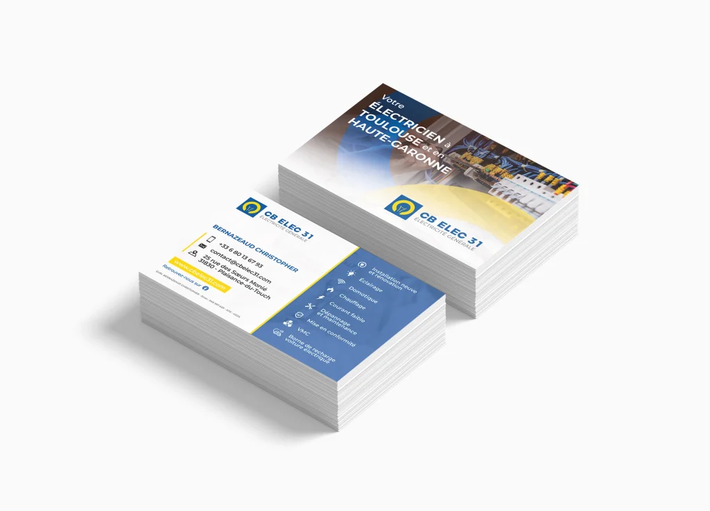 Aperçu de la création de la carte de visite de CB Elec 31 à Toulouse réalisé par Cercledesign à La Bresse dans les Vosges (88)