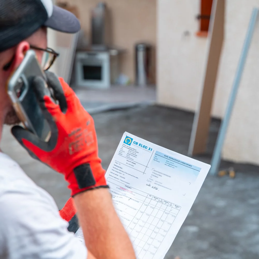 Photo de Christopher en plein appel, gérant CB Elec 31 à Toulouse réalisée par Cercledesign à La Bresse dans les Vosges (88)